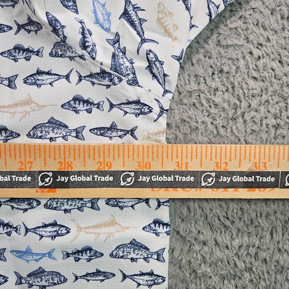 NEW Roundtree & Yorke Performance Shirt Men 3XT Short Sleeve Fishes Print White - Picture 8 of 10